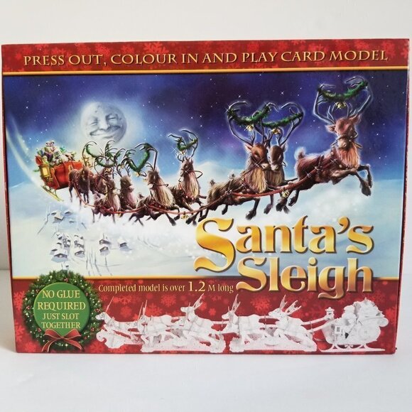 Santa's Sleigh Model Press Out Color in and Play Complete Over 1.2 M Long New - Picture 1 of 15